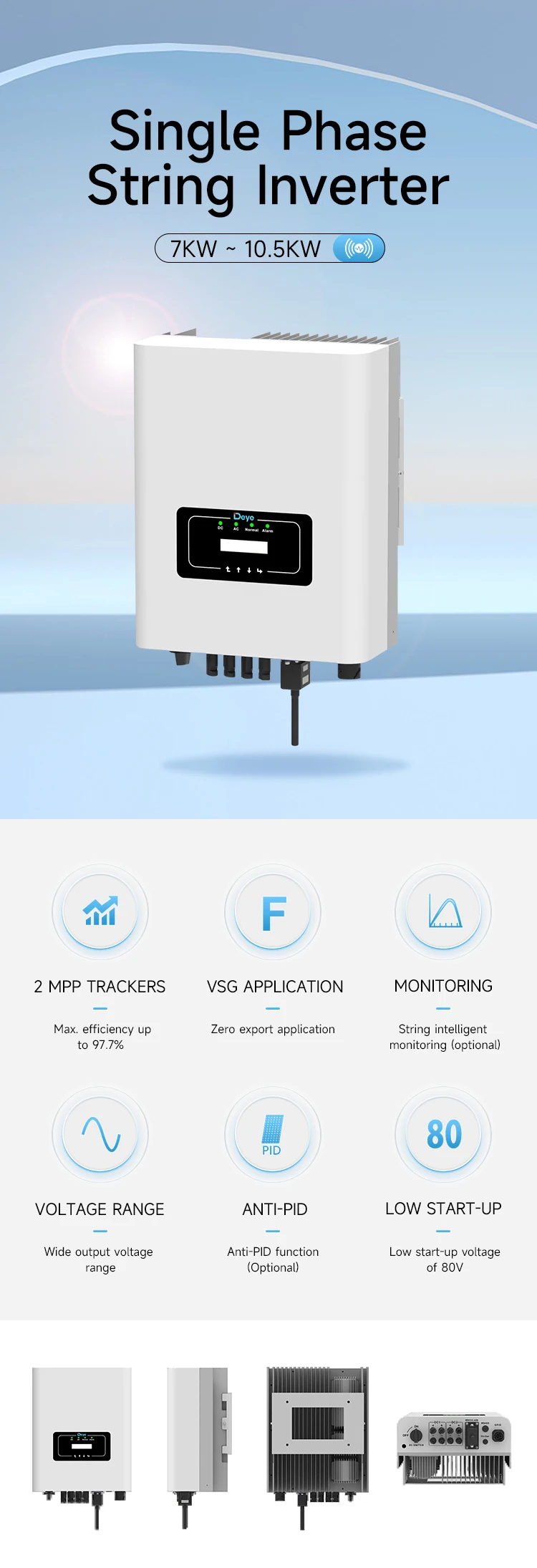 Ningbo Deye Solar On Grid Inverter 7kw 7.5kw 8kw 9kw 10kw 10.5kw Sun-7/ ...