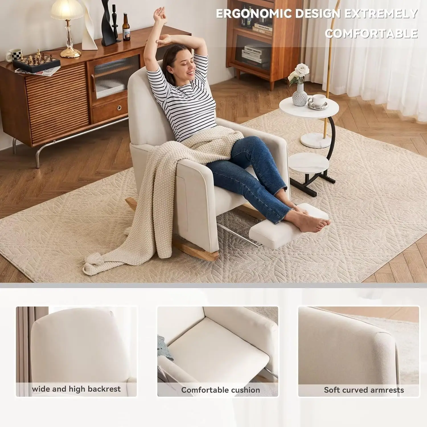 Schommelstoel met hoge rugleuning en armleuning voor de woonkamer_voghion.com