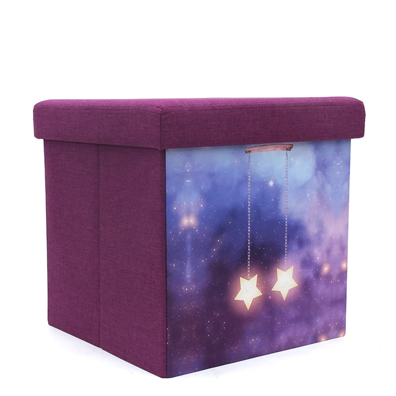 Custom Living Room Furniture Wholesale Folding Stool Ottoman Foot Stool Colorful Storage Box Designer Fabric Modern Home Storage