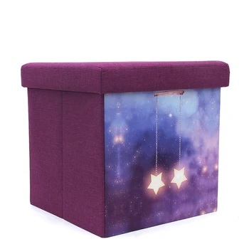 Custom Living Room Furniture Wholesale Folding Stool Ottoman Foot Stool Colorful Storage Box Designer Fabric Modern Home Storage