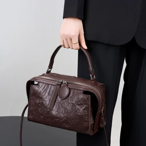 Wholesale Custom Vintage Women's Leather Handbag Elegant and High-quality Single Shoulder Crossbody Bag Purse for Lady