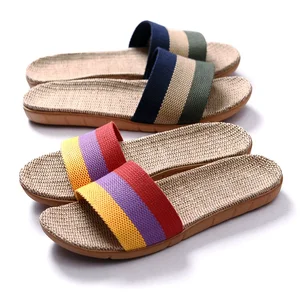 Couple's Linen Home for Slippers with EVA Outsole Comfortable and Soft Sole for Indoor and Outdoor Use in Summer