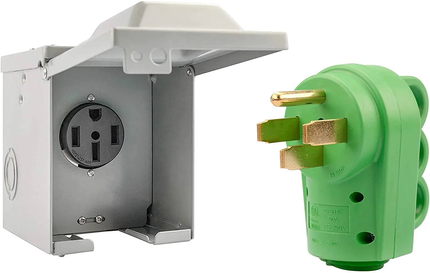 J485 50 Amp 125 250 Volt Rv Ev Power Outlet Box With Nema 14 50p Rv Replacement Male Plug North American Standard Buy Power Inlet Box Power Inlet Box For Generators Power Inlet Box
