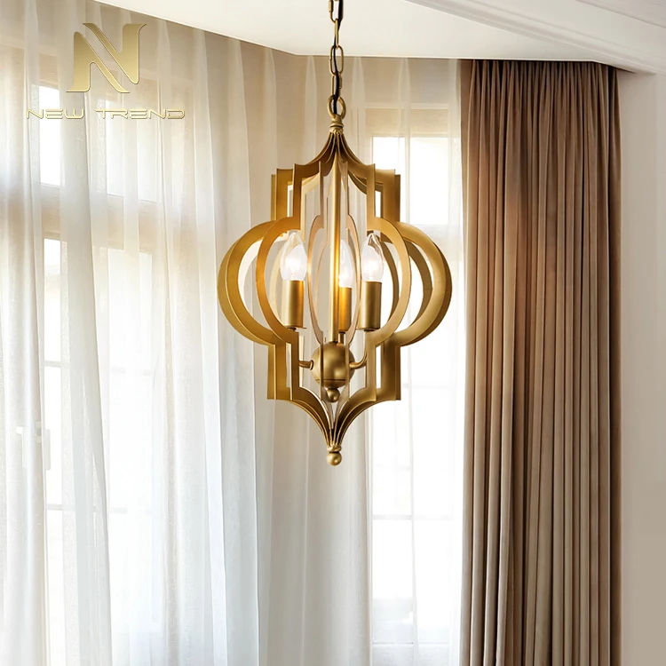 PAL80565 Wholesale Residential Decoration Lighting Iron Frame Antique Brass Led Chandelier   