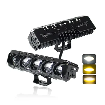 LED Car 5 Lens LED Spotlight Fog Light Dual Color LED Headlight Work Light Mini Auxiliary LED Motorcycle Light