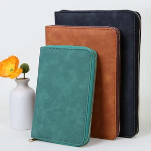Wholesale PU Leather Cover A6 A5 A4 B5 Zipper Notebook Multi-Functional Creative Loose-Leaf Business Notepad With Card Slot