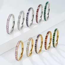 Women's Stainless Steel Jewelry Stunning Zircon Gemstones Ring Women Wedding Ring Gems Women Ring Engagement Rings