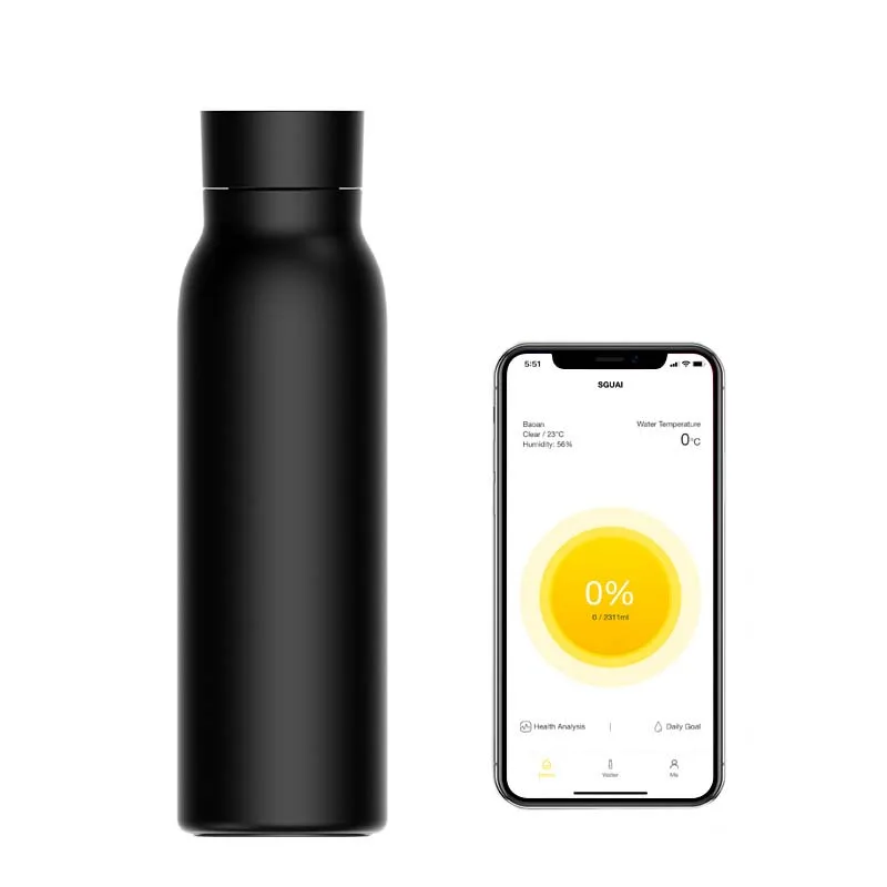 LEDEAST M1 Tuya Smart Water Bottle Drink Reminder Temperature Waterproof Double Wall Stainless Steel Bottle with App