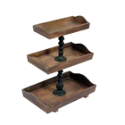Farmhouse Rustic Wood Rectangle Tiered Serving Tray Vintage Food Stand Set For Home Decoration