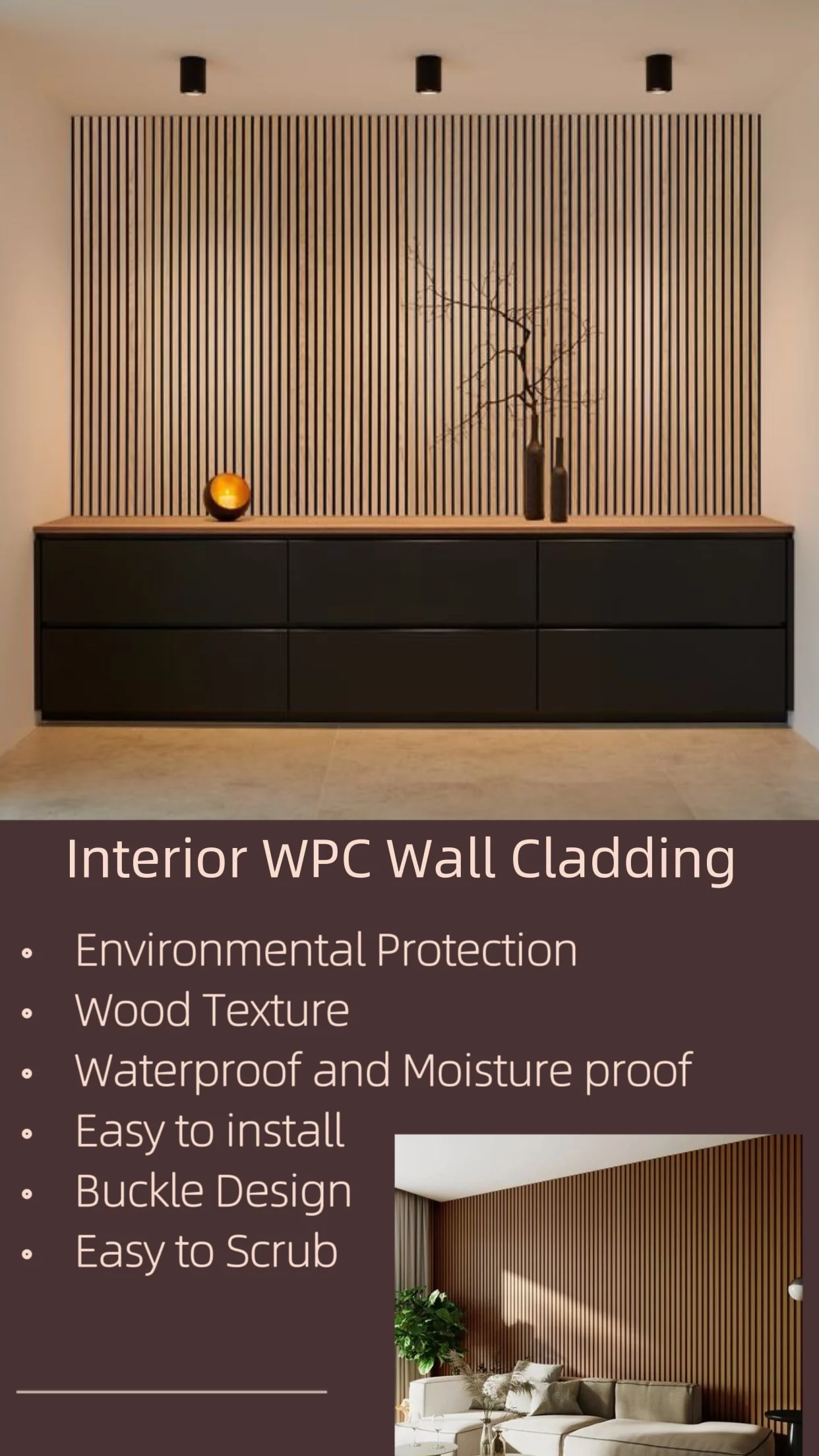 3d Fluted Wpc Panel Laminated Fluted Wall Panel Indoor Wpc Cladding ...