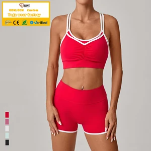 Custom Sexy Beautiful Back Fitness Womens Yoga Bra Shorts Leggings 2 Piece Sets Breathable 2026 Yoga Set