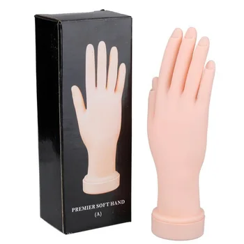 Silicone Hand Model with Fingers Beginners' Practice Tool for Nail Supplies Bendable  Nail Practice Tool