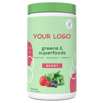 Super Greens Powder Private Label Multivitamin Bulk Mix Complete Whole Foods Adaptogen Vitamin Mineral Superfood Green