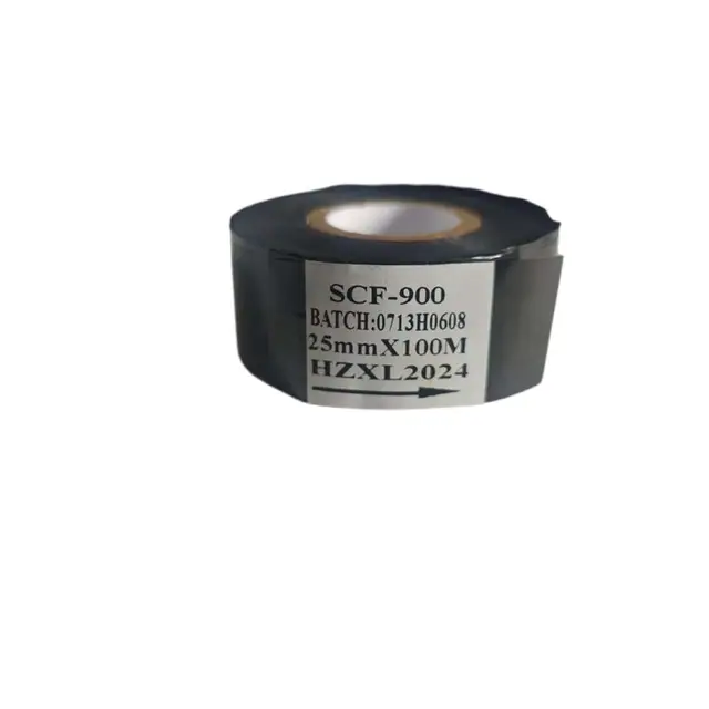 SCF-900 25mm*100m Black High-quality TTO PET Date Coding Ribbon 1 Inch Inner Core for HP30/241/241B Printers