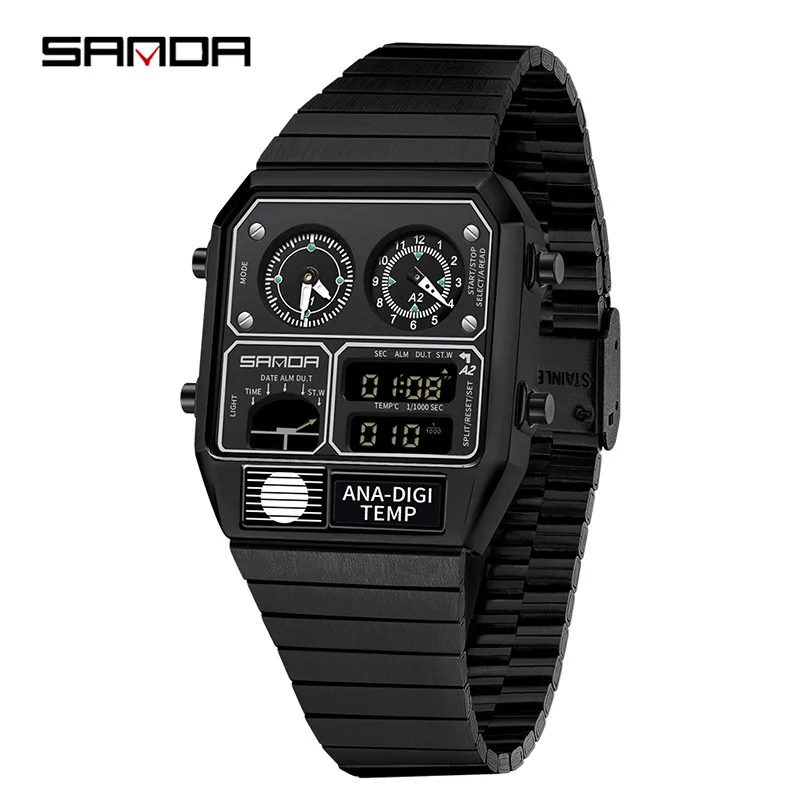 SANDA 3 Time Thermometer Watch - Luxury Digital Chronograph
