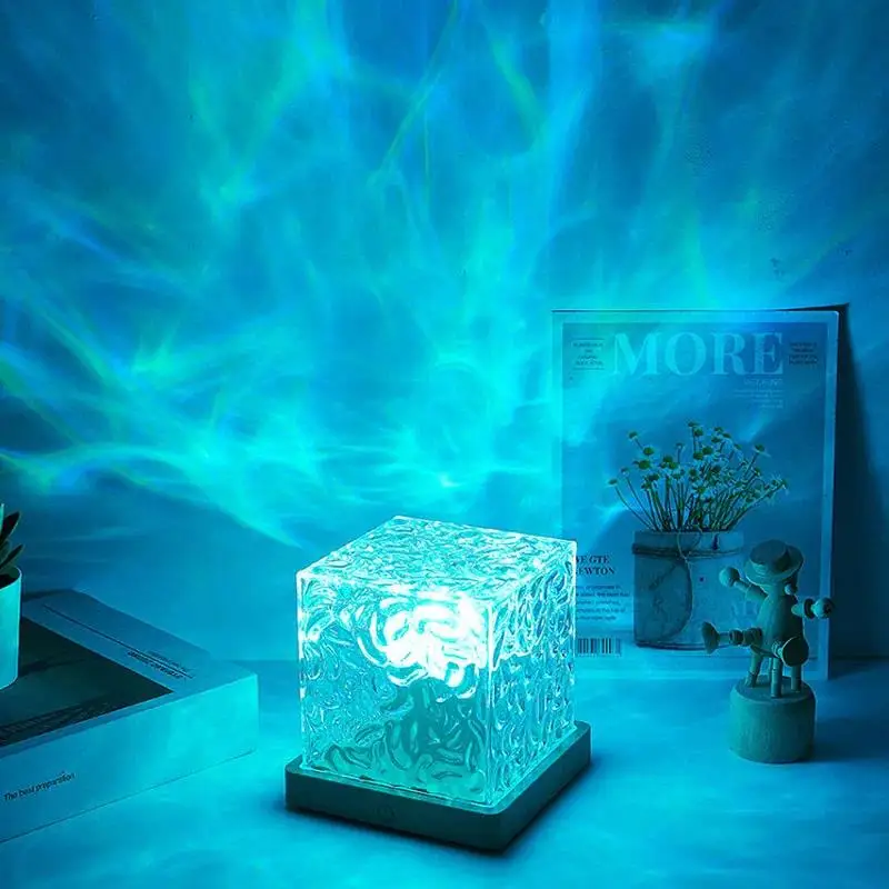 USB Projector Cube Remote Control 16 Colors Ocean Wave Sensory Light 30 Lighting Modes Wave Lamp for Bedroom