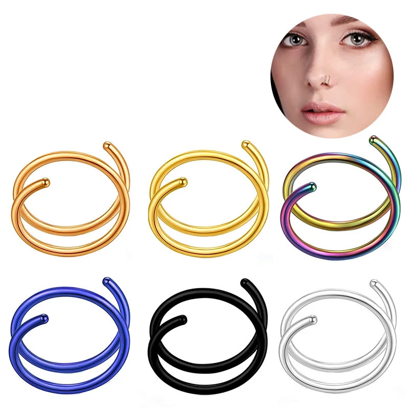 Non Tarnish Hoop Nose Ring Stainless Steel Hypoallergenic Round Head ...