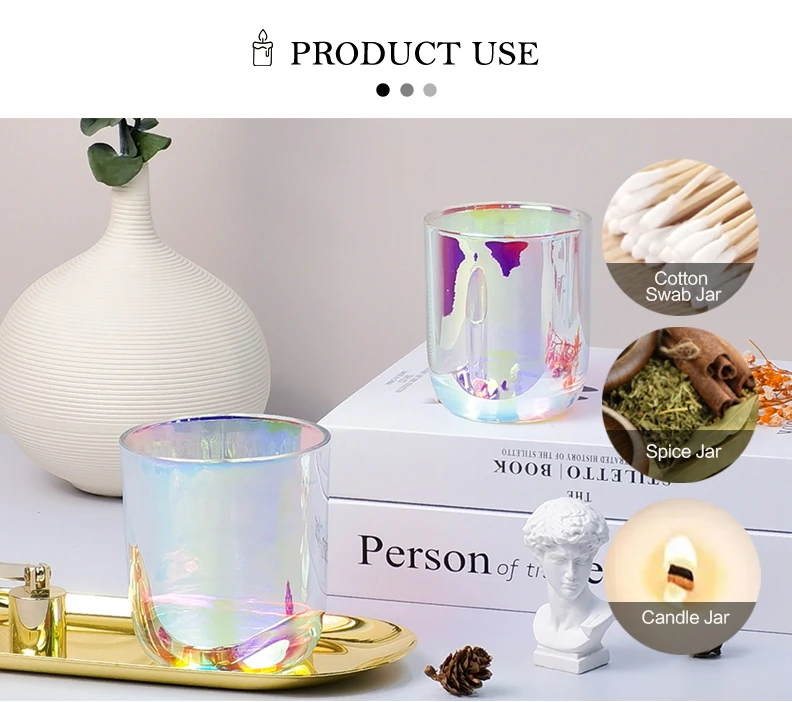 Christmas Luxury Custom Unique Iridescent Glass Candle Jars Round ...