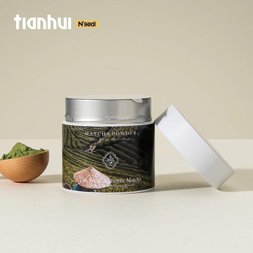 Tianhui Food Grade Metal Tins with Airtight Seal Screw Lid for Matcha Tea Powder Packaging