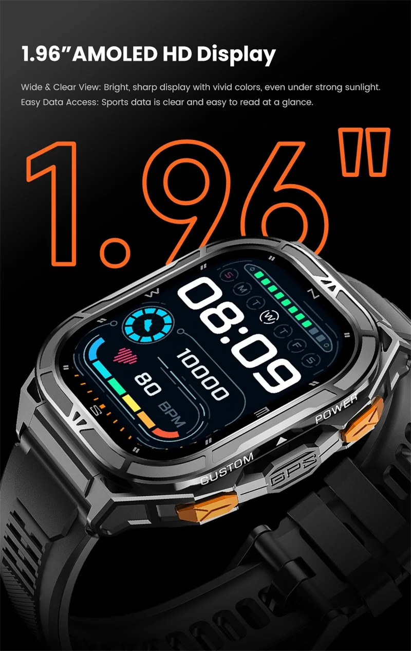 X5 Smartwatch 1.96" AMOLED HD Display 5ATM GPS Sports Tracker 530mAh Long Battery BT Calls Multi-Sport Modes Outdoor Smartwatch (2).jpg