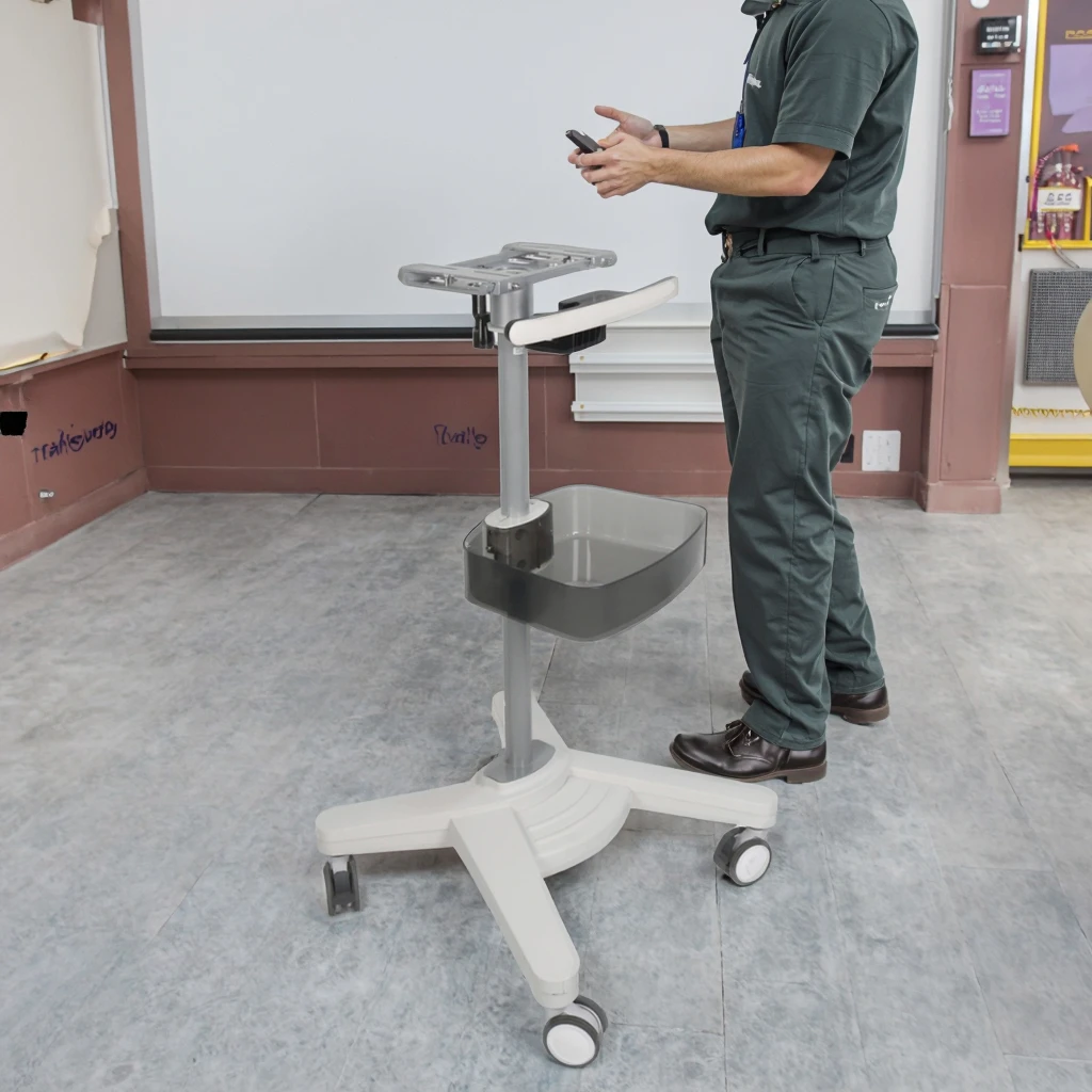 Modern Mobile Hospital Laboratory Cart Aluminum Alloy Column Silent Brake Wheels Medical Equipment Trolley for Hotel Dining Use 3