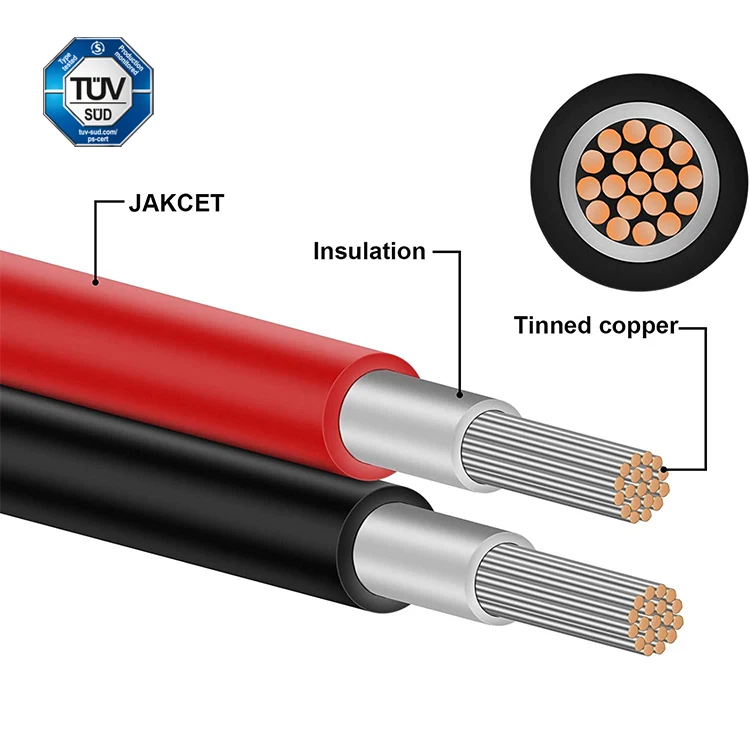 Tuv Approval Single Core Dual Core Solar Cable 1.5mm 2.5mm 4mm 6mm 10mm 6mm2 Power Cable Tinned Copper Core Solar Panel Pv Cable