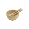 Bol en bambou avec cuillère et fourchette M-533#Rose fumé
