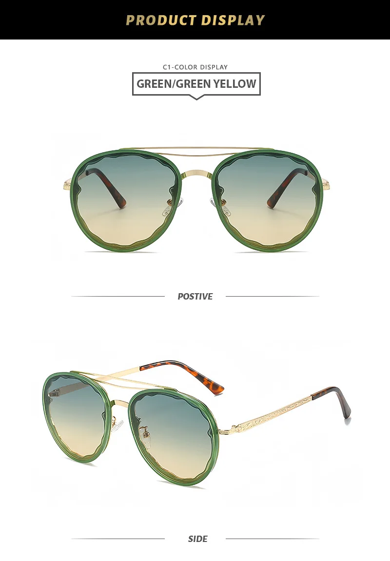 Vintage Steampunk Double Bridge Round Polarized Sunglasses Metal Frame Retro Style Sunglasses VentiVenti Vintage Steampunk  main image 3