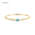 Blue Topaz Ring Mercery Customizable Jewelry 14K Solid Gold Blue Topaz Ring Women's Wedding Anniversary Gemstone Ring Gifts