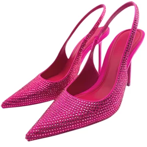 Custom Pointed Head Rhinestone Designer Shoes Sandal for Women and Ladies High Heeled Shoes Luxury Femmes Fashion