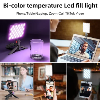 NiceFoto 5W Rechargeable Live Streaming Makeup Webcam Zoom Call Lighting Phone Laptop Clip LED Fill Selfie Light detail image