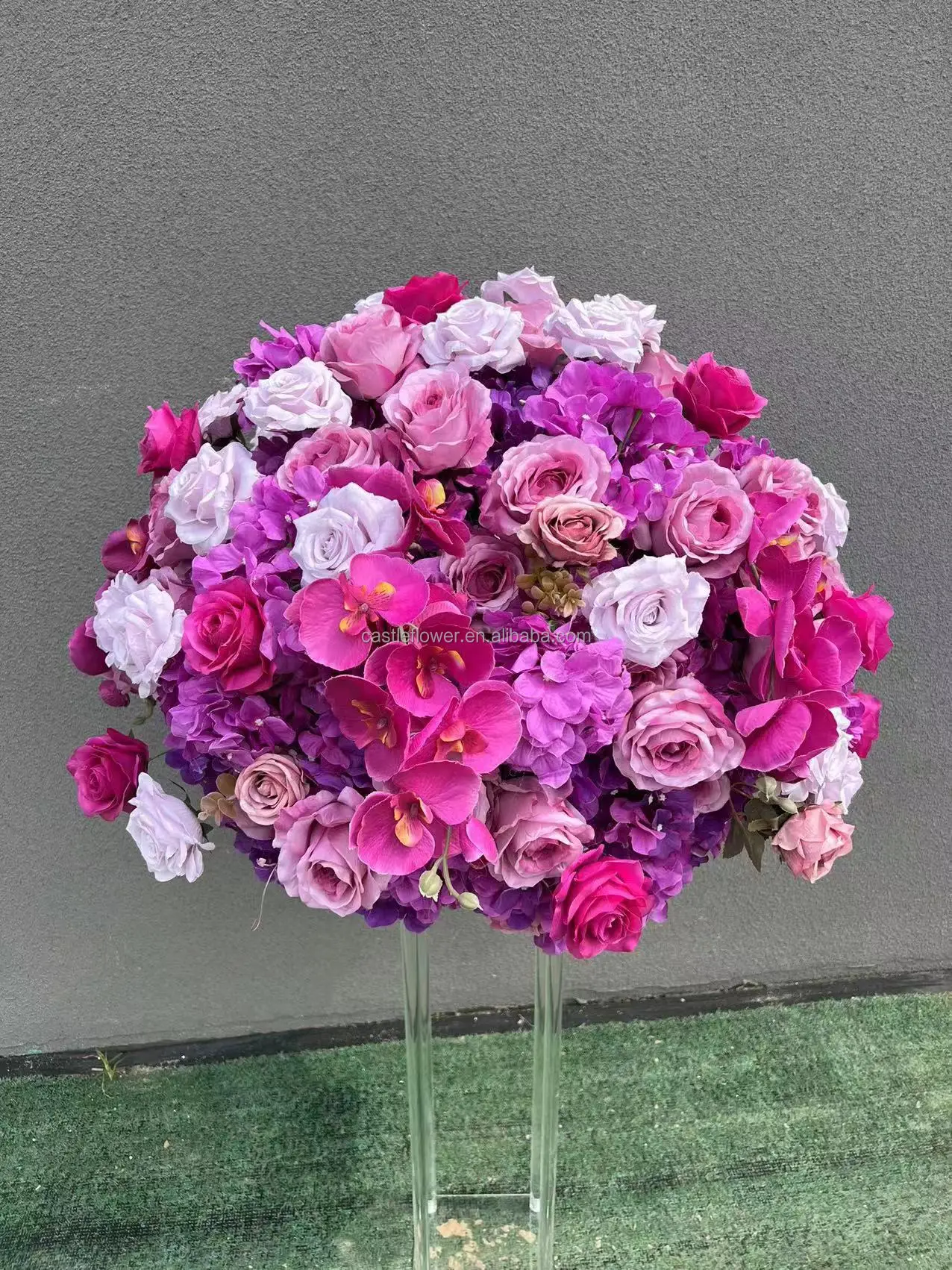 Ffr0468 Custom Centerpieces Wedding Table Flower Ball Red White Rose