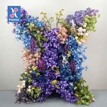 Promise Purple Butterfly Flower Wall for Wedding Artificial Flower Wall Wedding Decoration Backdrop