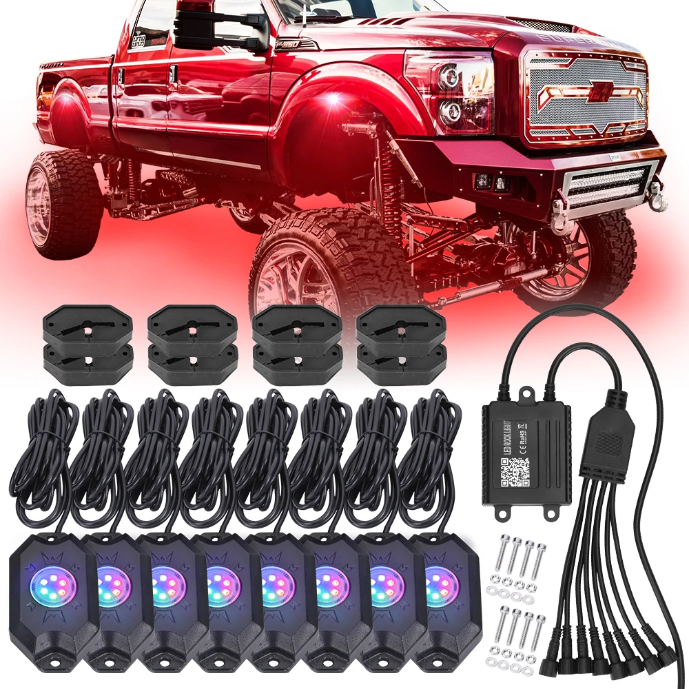 Loyo 4x4 Accessories Off Road Rgb Led Rock Lights Waterproof Music