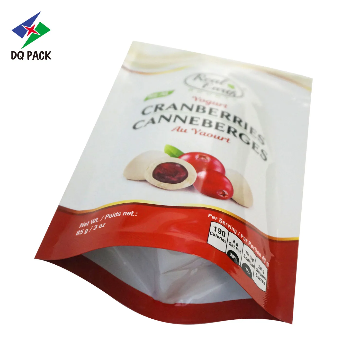 Guangdong DQ PACK China supplier flexible clear plastic aluminum stand up with zipper pouches for food