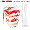 Taza cuadrada de 150 ml (5 oz) con tapa rígida inyectada y cuchara.
