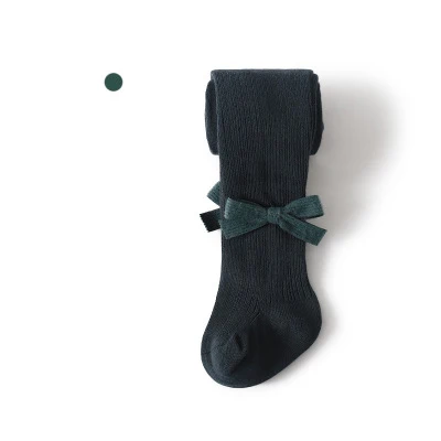 Новые милые леггинсы с бантом для малышей, хлопковые однотонные карамельных цветов для девочек, колготки D455