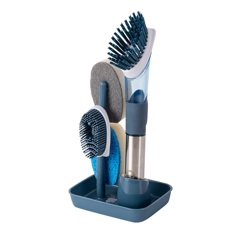 Brosse à louche multifonctionnelle, brosse de décontamination pour la vaisselle, ensemble de brosses de nettoyage à long manche sans huile pour la cuisine et la maison