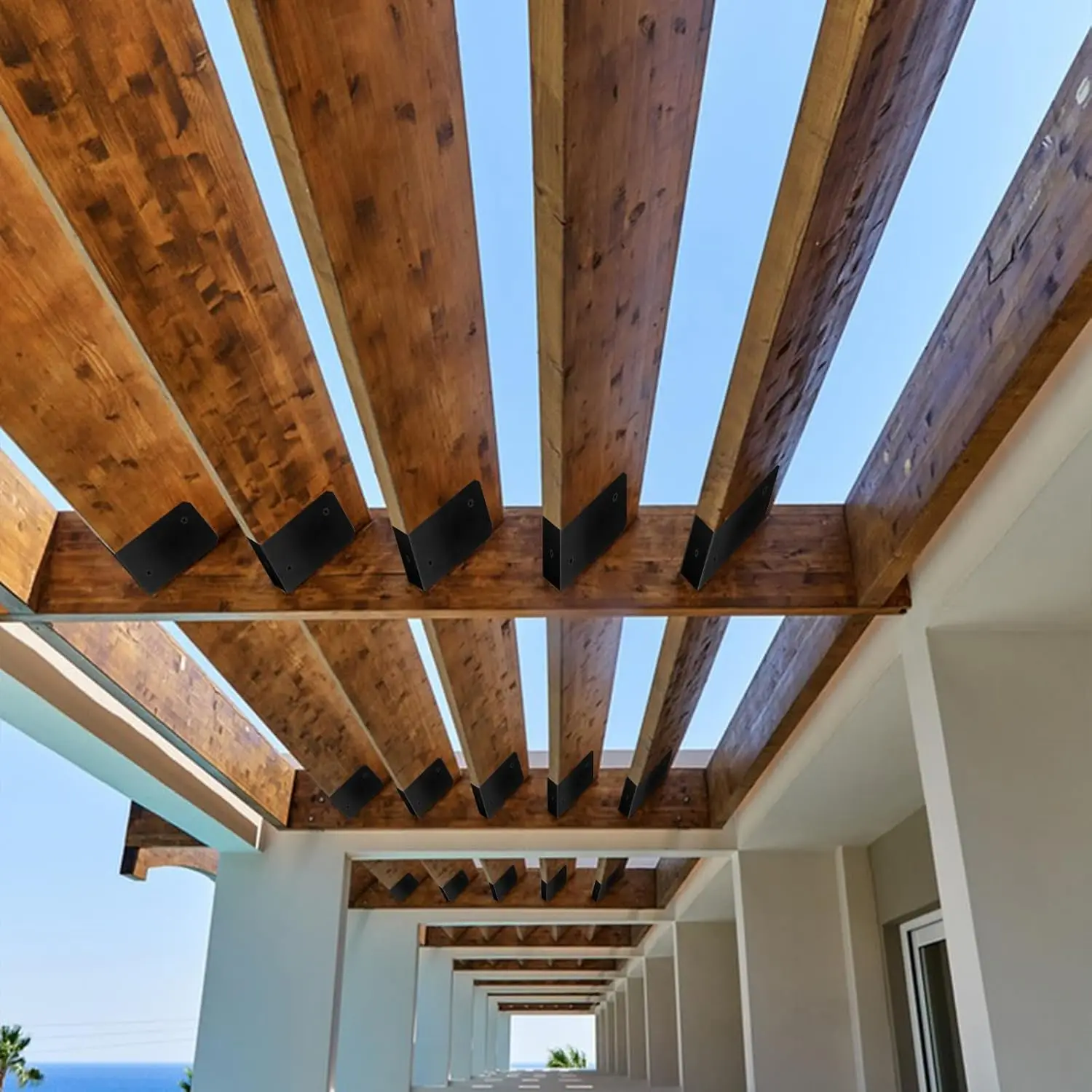 Posy Rafter Top Rafter Post Pergola Brackets - Heavy Duty 2x4 Deck Railing ...