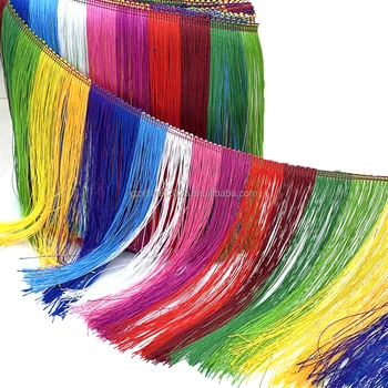 FA018 wholesale colorful polyester tassel lace trim 25cm silk fringe trim for Curtain garment