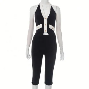 Dropshipping New Arrivals 2026 Summer Sexy Elegant Sleeveless Women Clothing 2 Piece Pants Set