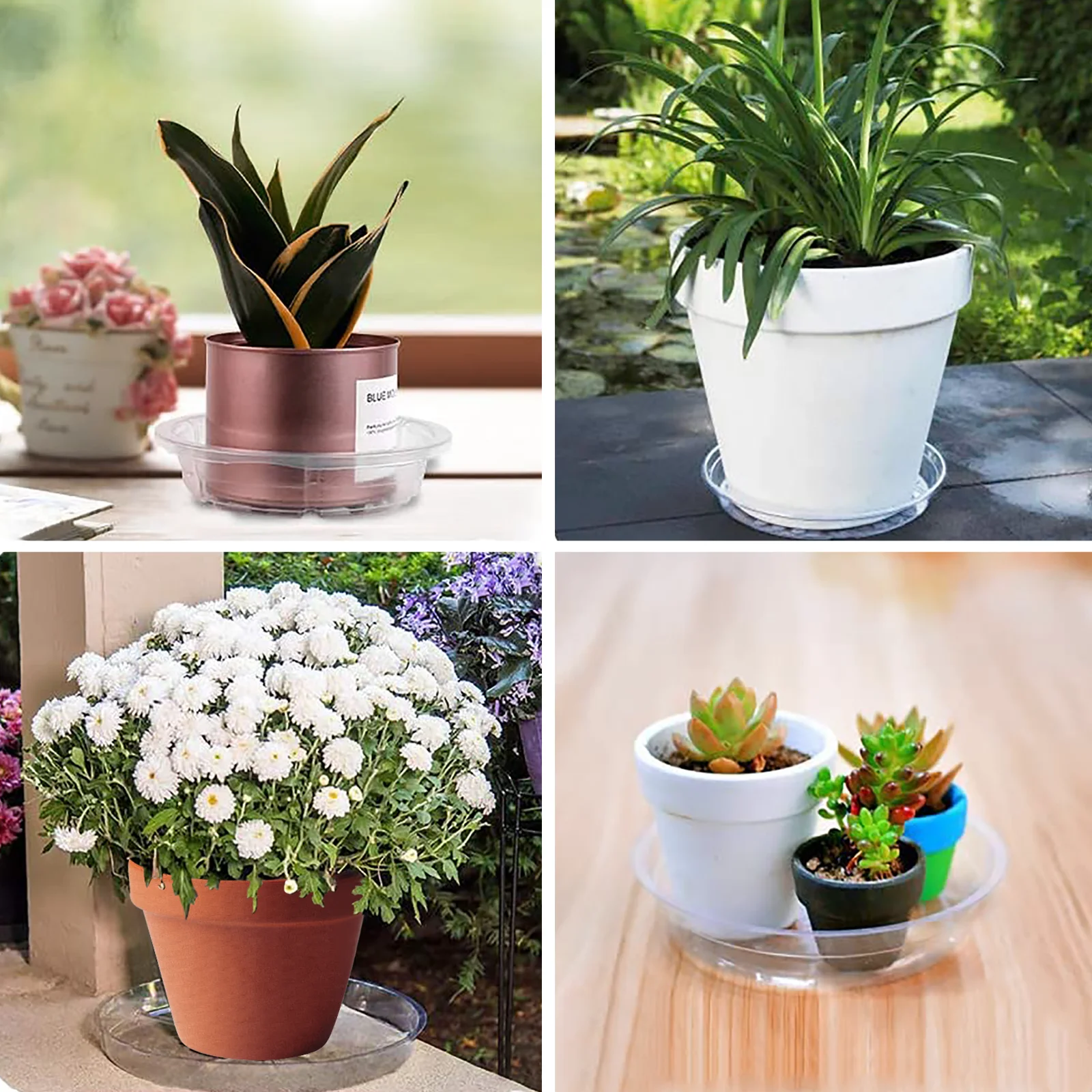 
 Plant Saucer 20 Pack Plant Tray Clear Plastic Flower Plant Pot Saucers Drip Trays Flower Pots  