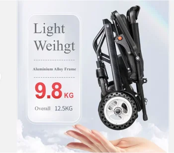 Lightweight Electric Wheelchair 9.8 Kg Aluminum Alloy Folding Wheelchair On Plane For Disable People Elderly 10Ah Battery