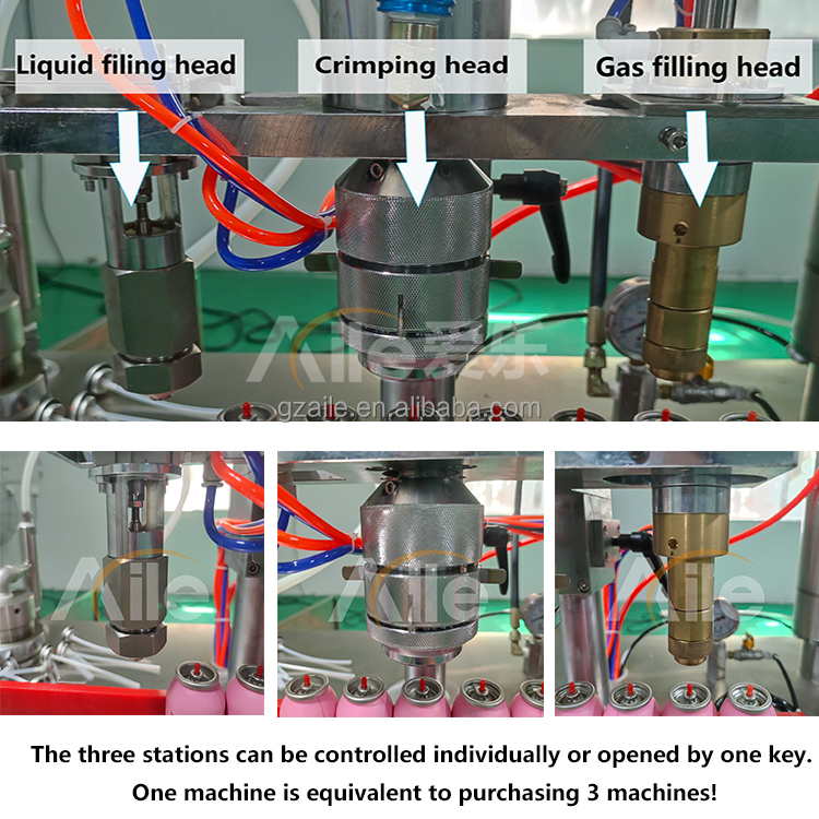 Semi Automatic Body Spray Filling Machine Aerosol 4 in 1spray Paint Filling Machine factory
