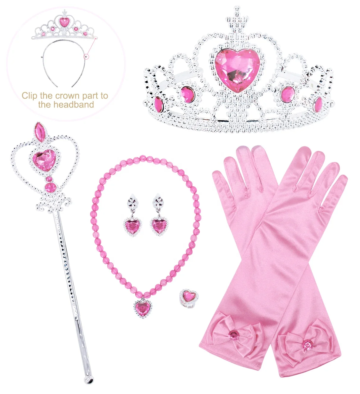 Pink Witch Costume Accessories Set Crown and Wand for Women Parties Good Witch Bad Witch Costume Gift Set – Bailey and Ava main image 2