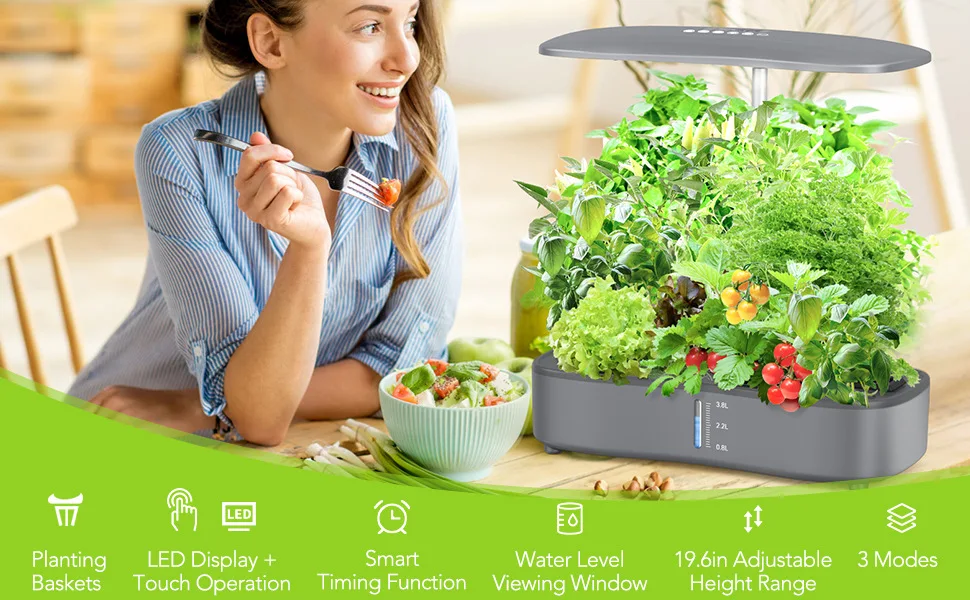 12 Pods Large Tank Hydroponics Growing System Herb Garden Kit Indoor ...