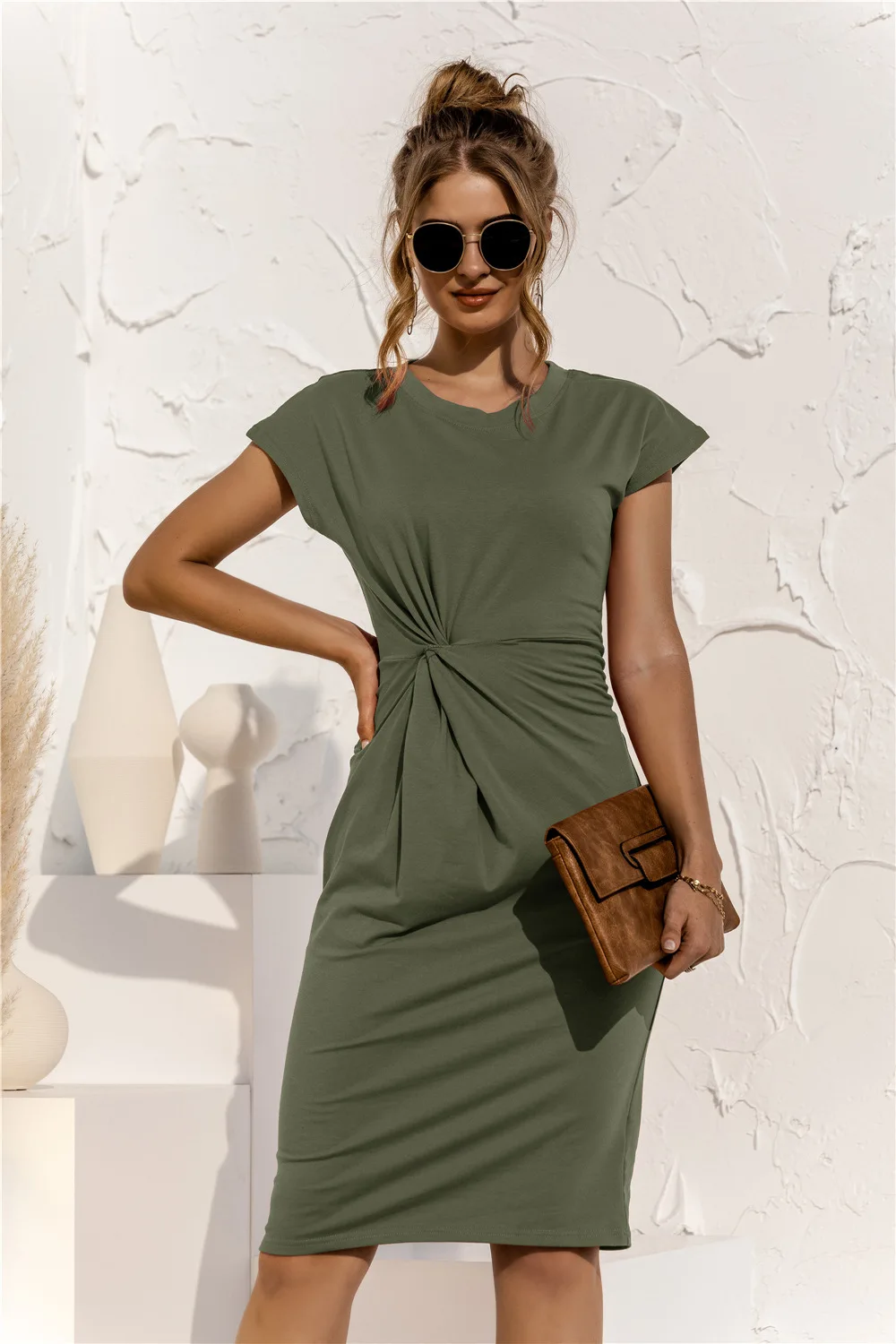 Hot Selling O Neck Short Sleeve Knot 