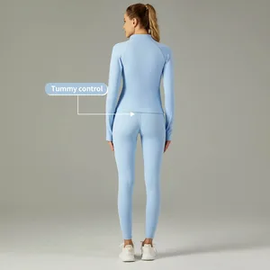 New Hot Selling Solid Yoga Wear Set Sports Bra Leggings with Front Logo Quick Dry Breathable Eco-Friendly 2-Piece Set