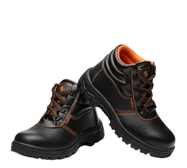 Leather high top safety shoes steel toe cap labor boot
