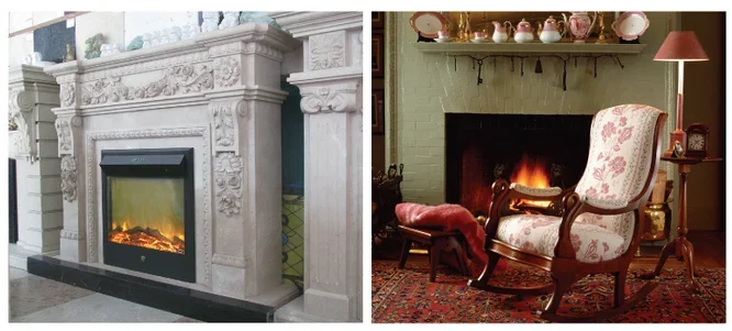 product home indoor decor stone carving beige marble fireplace mantel-0